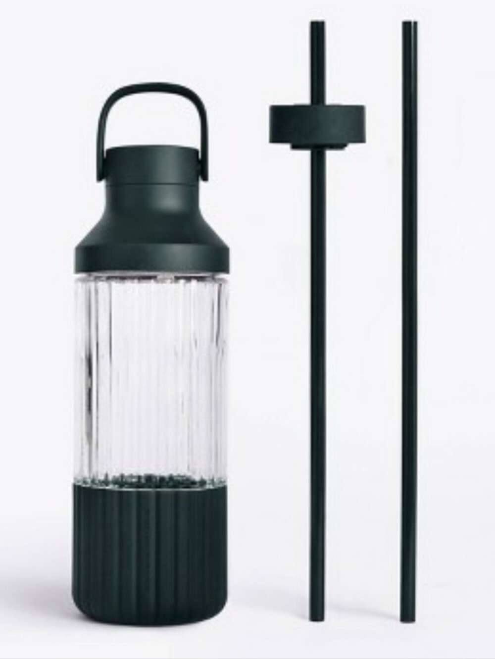 Forest green Beast hydration Glass Carafe with Carry Handle and Straw Set
